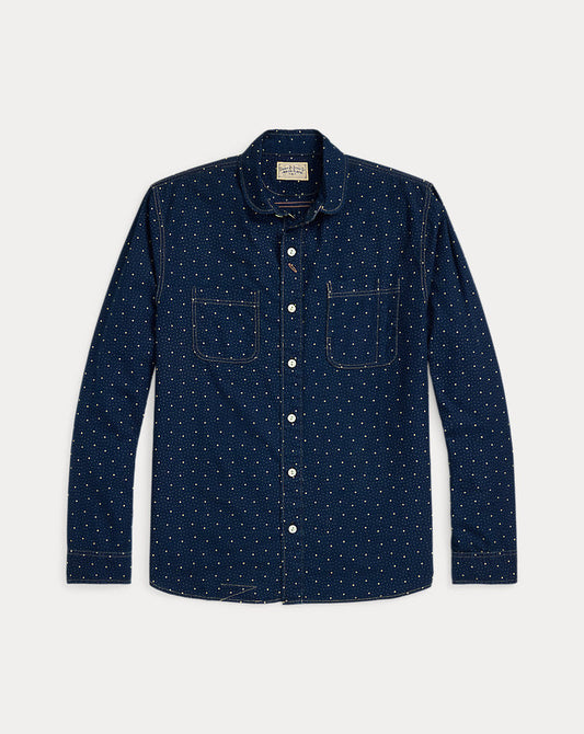 Dot-Print Indigo Workshirt Indigo