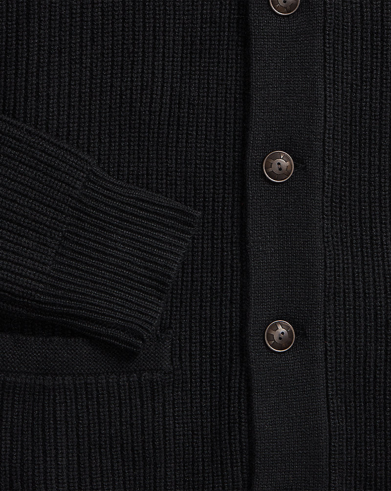 Cashmere Shawl-Collar Cardigan Black